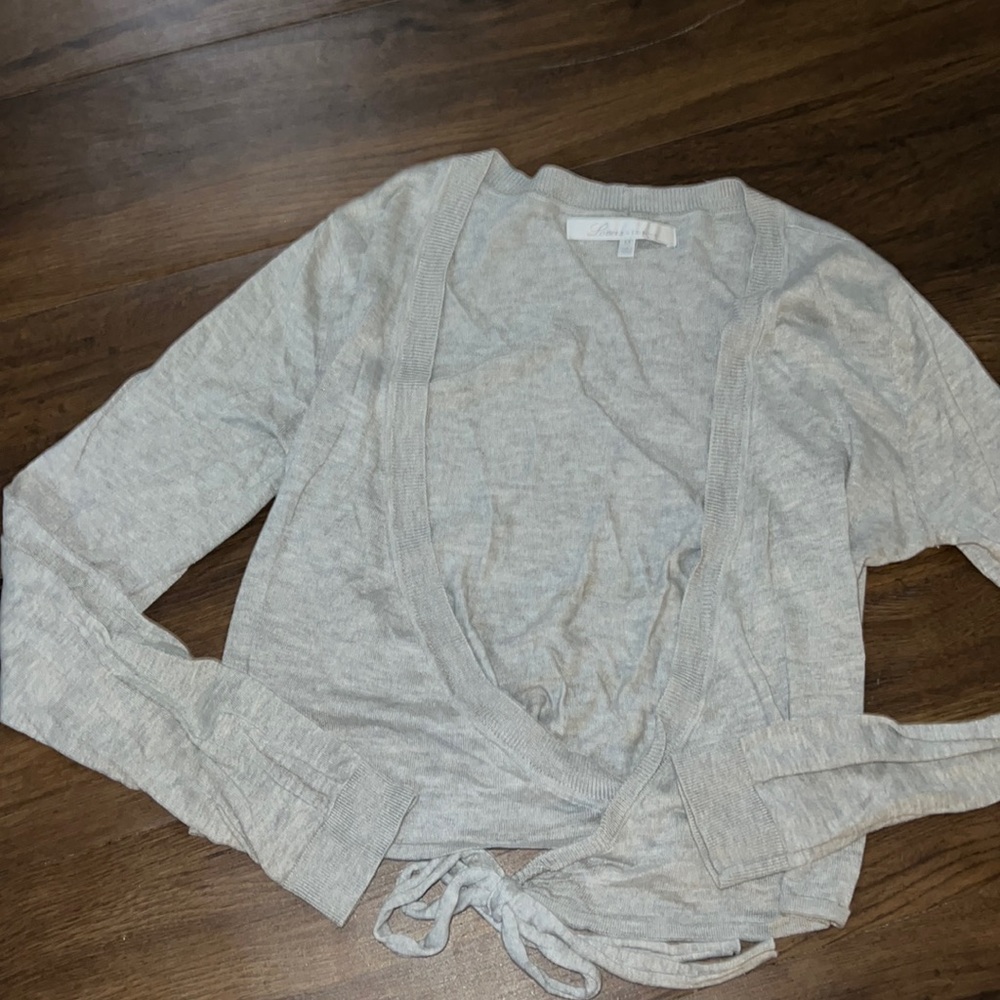 Lovers + Friends Light Gray Tie-Front Cardigan